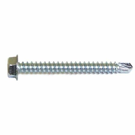 RELIABLE Screw, #10-16 Thread, 2 in L, Full Thread, Washer Head, Hex Drive, Self-Drilling, Self-Tapping Point HTZ102VP